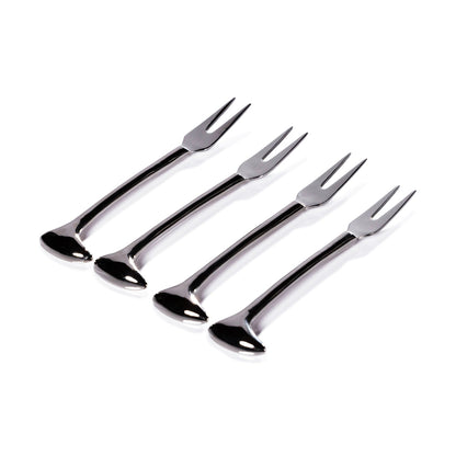 Sable Set of 4 Cheese and Cocktail Forks - Nickel
