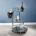 Stylish Paradise Cove Bar Cart featuring glass tiers and a black marble base, perfect for hosting.