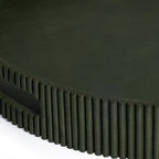 Round Fluted Leather Tray - Green - Trays by Carlyle Avenue