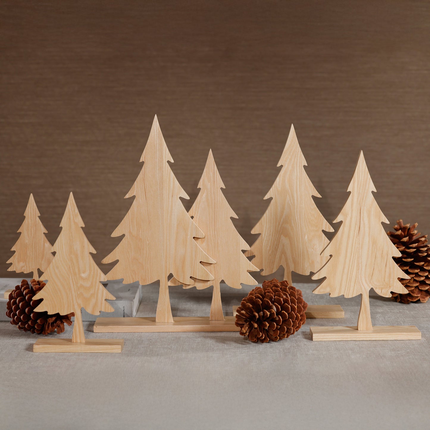 Ash Wood Silhouette Two Trees on Base