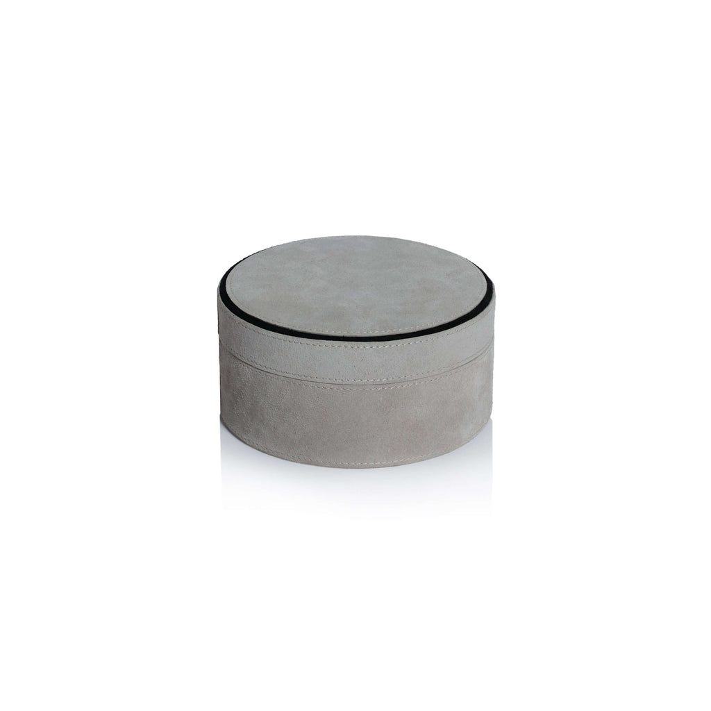 Arden Suede Leather Round Box - CARLYLE AVENUE