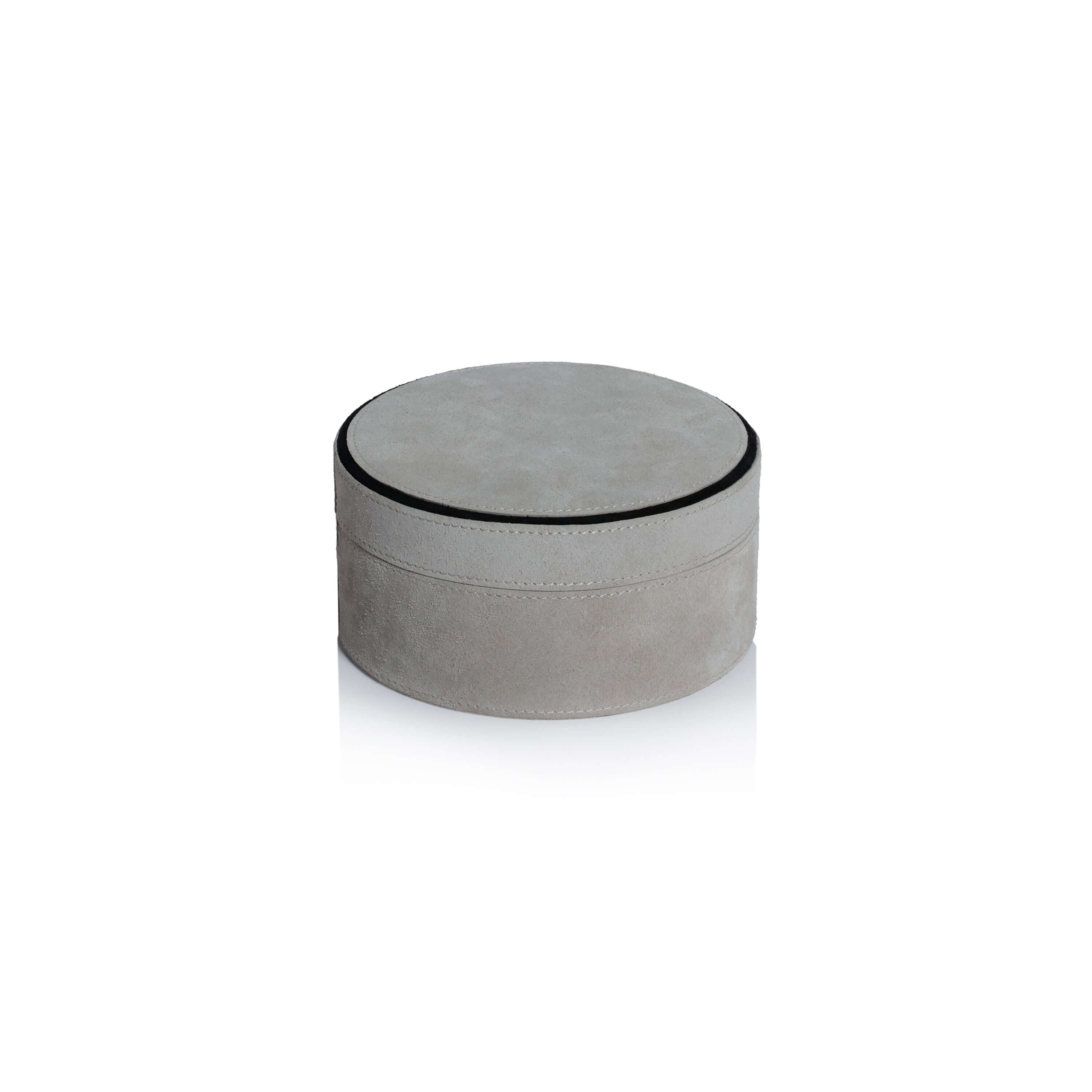 Arden Suede Leather Round Box - CARLYLE AVENUE