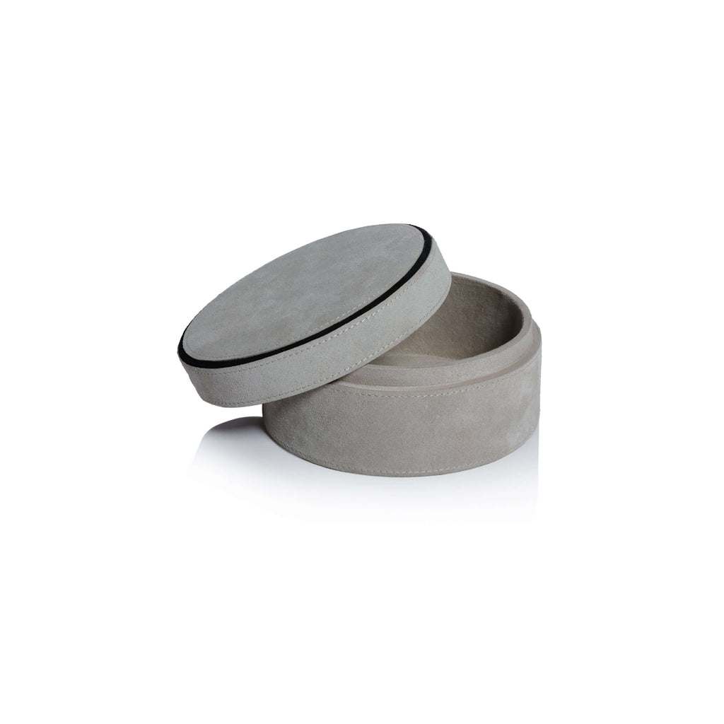Arden Suede Leather Round Box - CARLYLE AVENUE