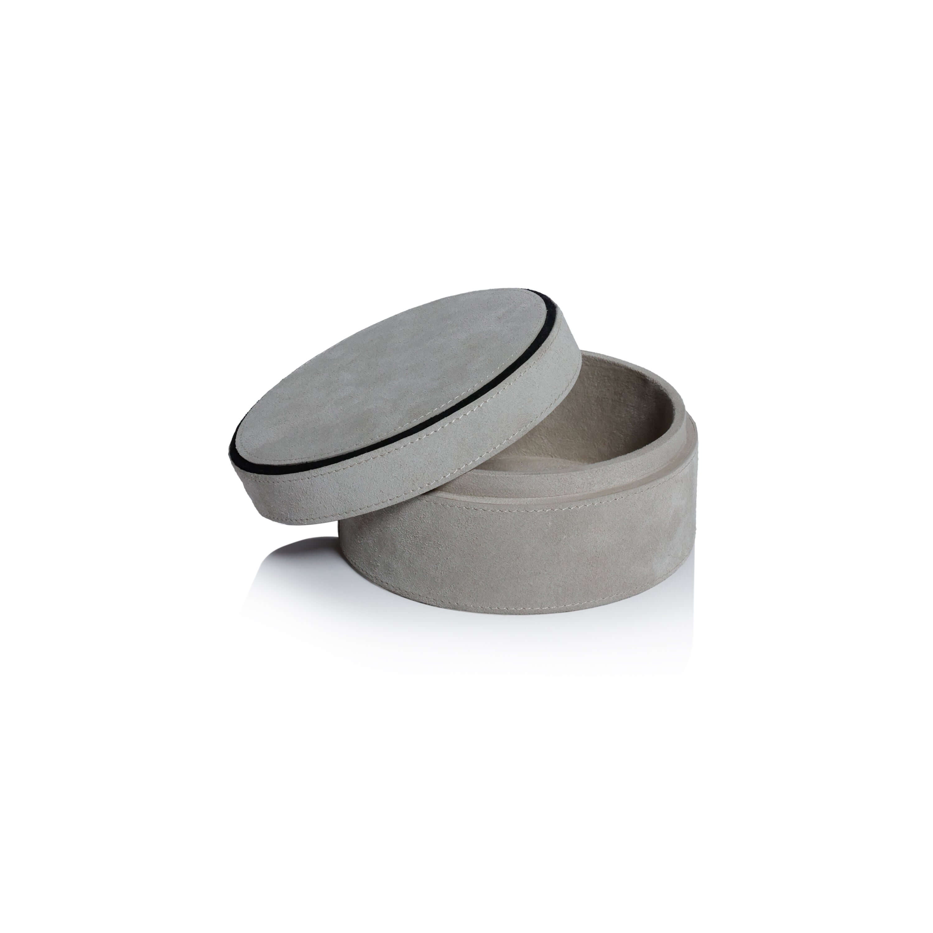 Arden Suede Leather Round Box - CARLYLE AVENUE