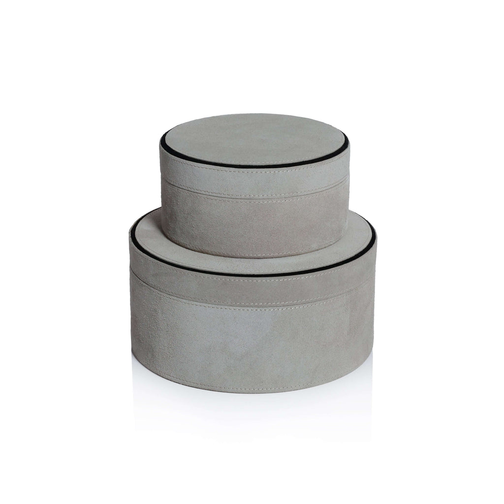 Arden Suede Leather Round Box - CARLYLE AVENUE