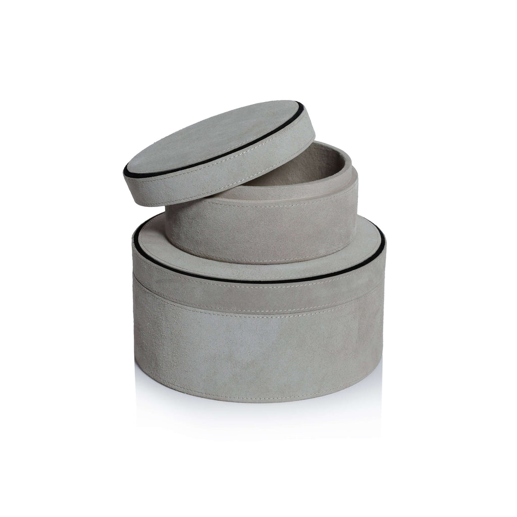 Arden Suede Leather Round Box - CARLYLE AVENUE