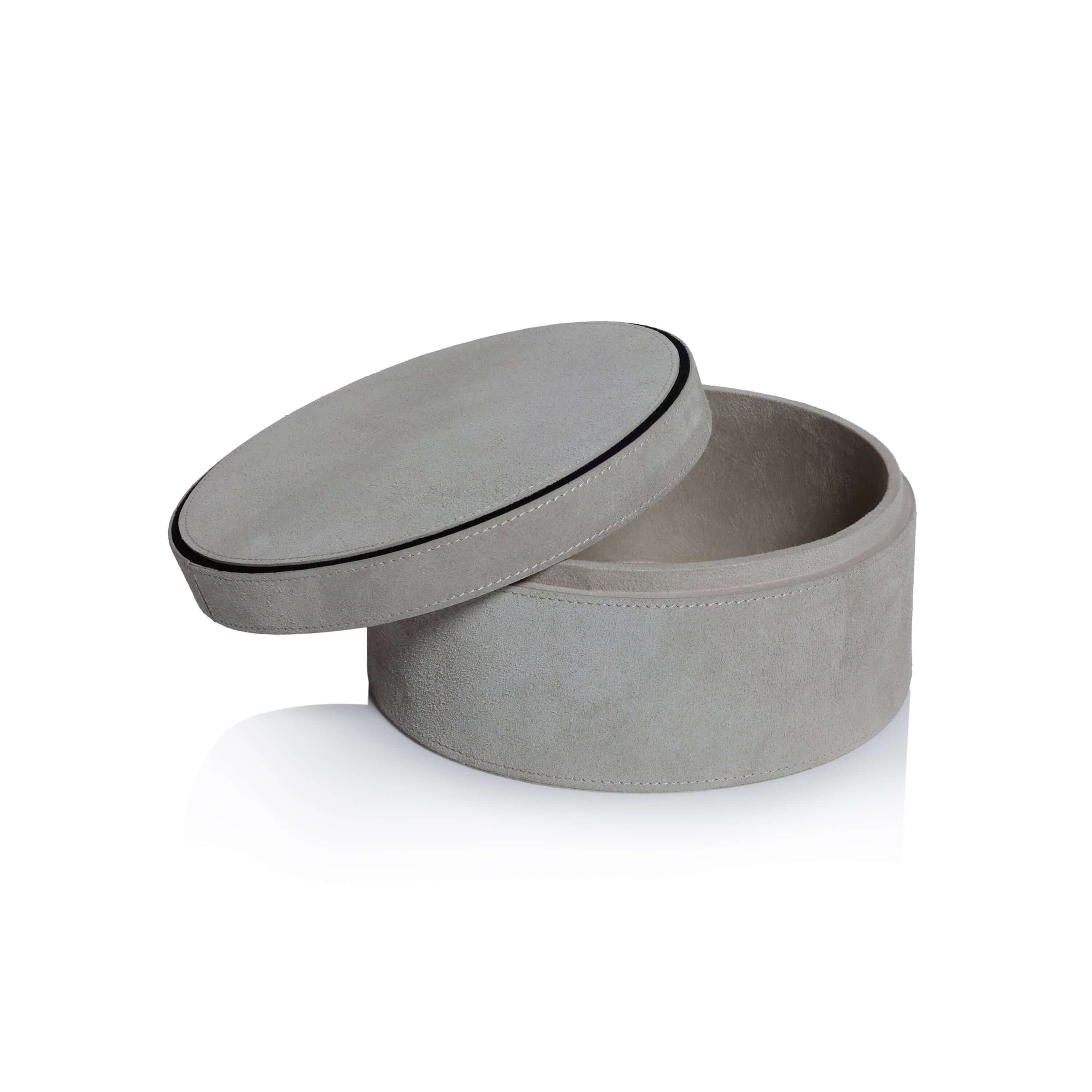 Arden Suede Leather Round Box - CARLYLE AVENUE