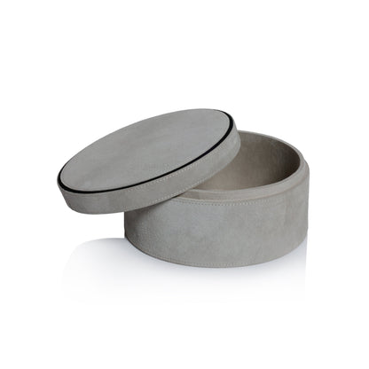 Arden Suede Leather Round Box - CARLYLE AVENUE