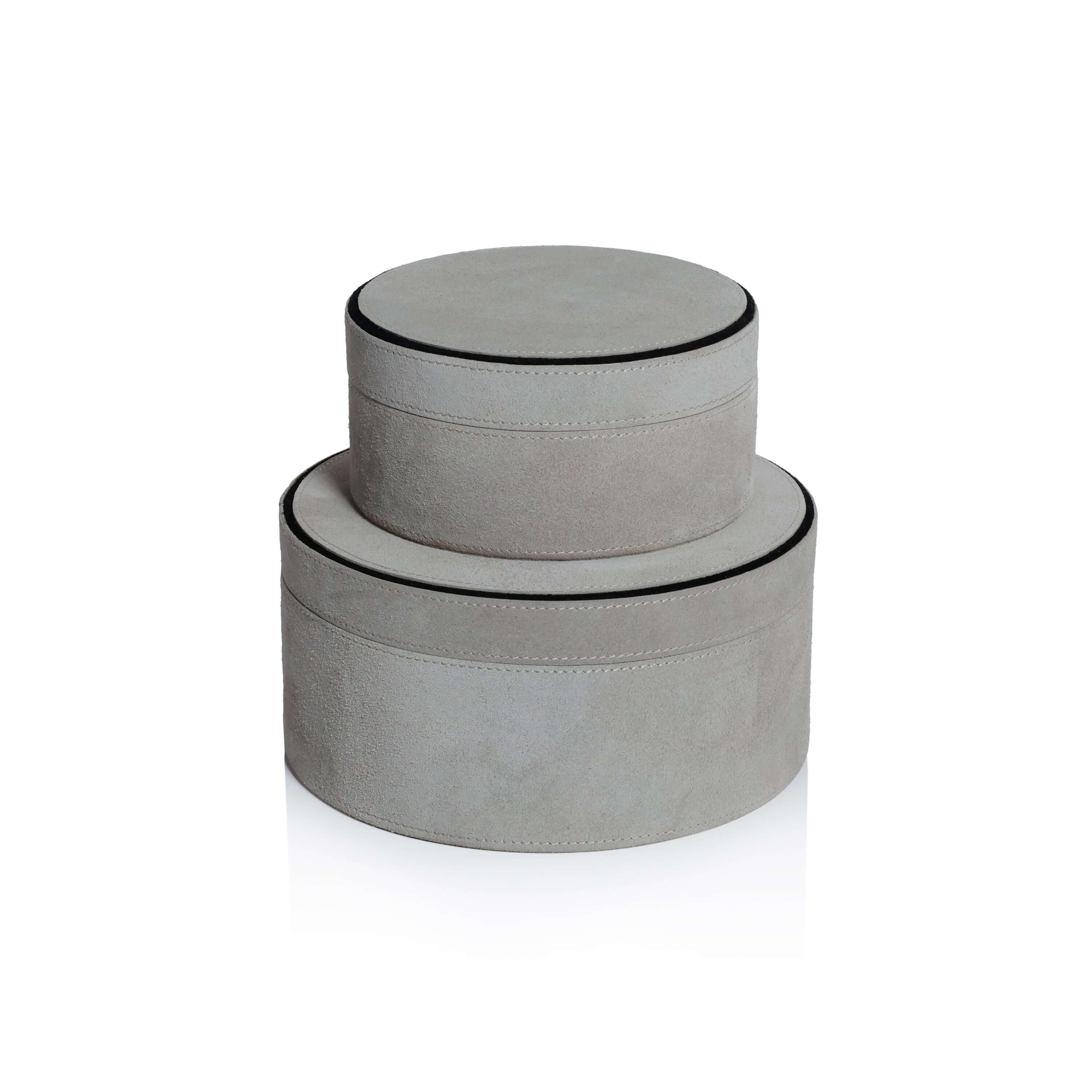 Arden Suede Leather Round Box - CARLYLE AVENUE