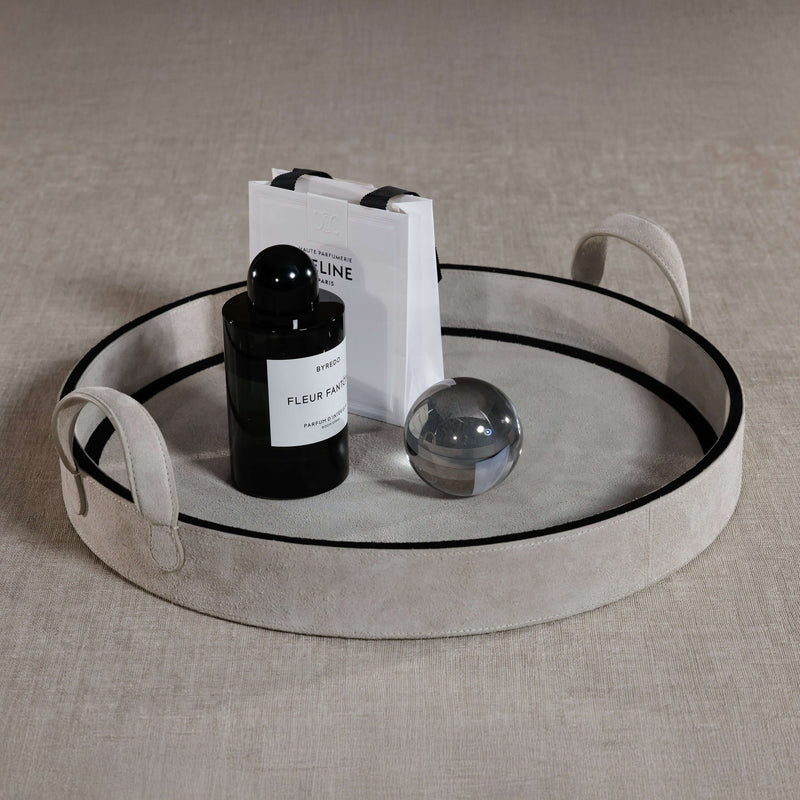 Arden Suede Leather Round Serving Tray - Decorative Trays by Carlyle Avenue