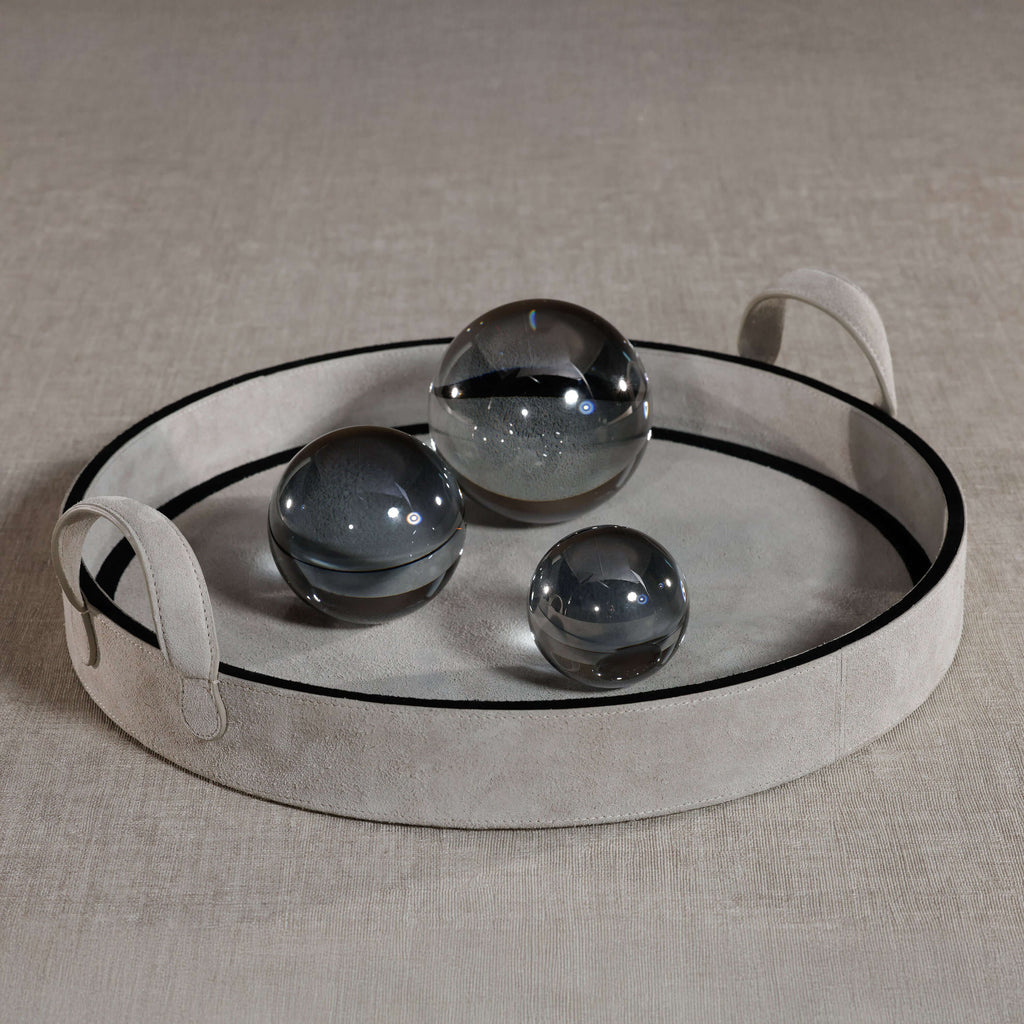Arden Suede Leather Round Serving Tray - Decorative Trays by Carlyle Avenue