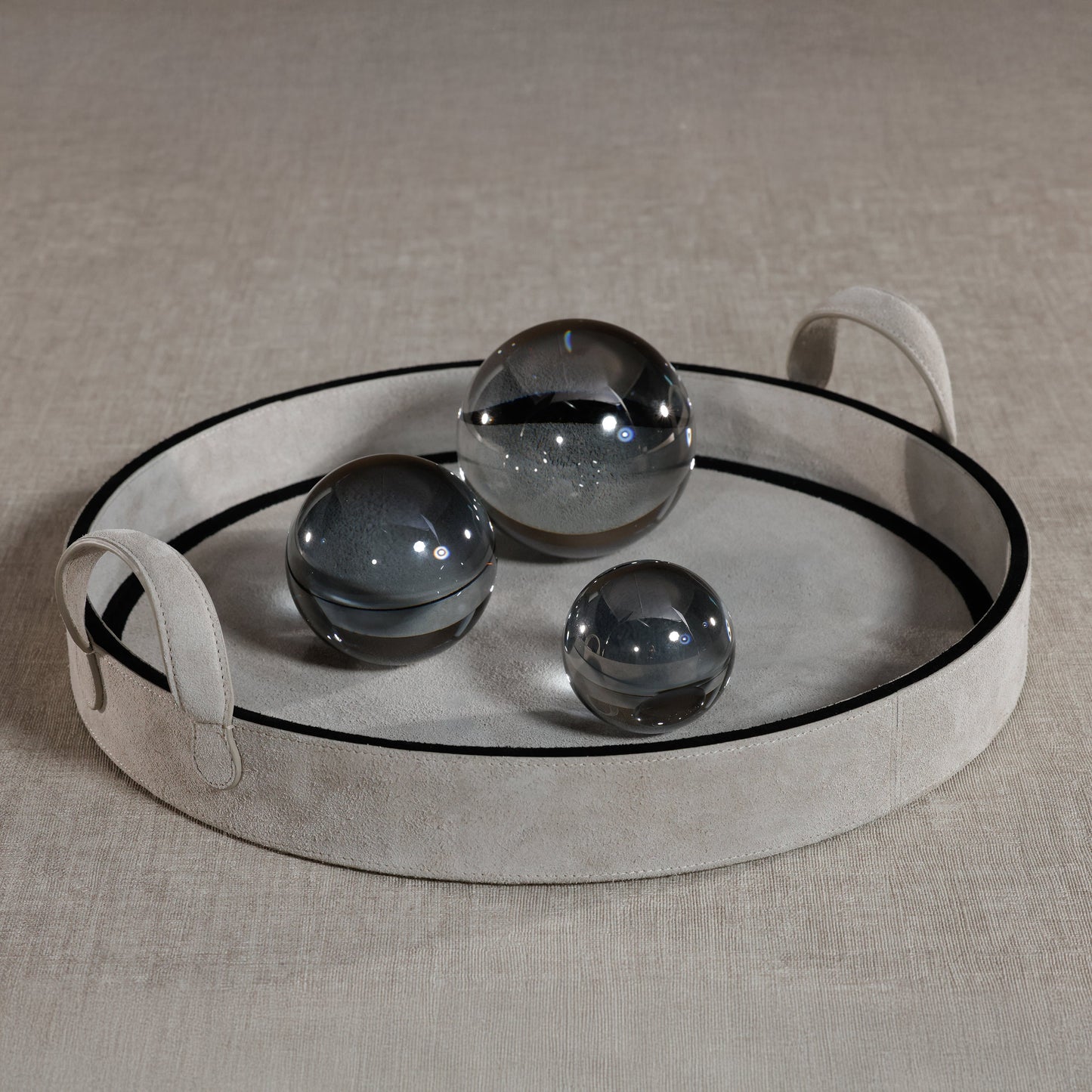 Arden Suede Leather Round Serving Tray