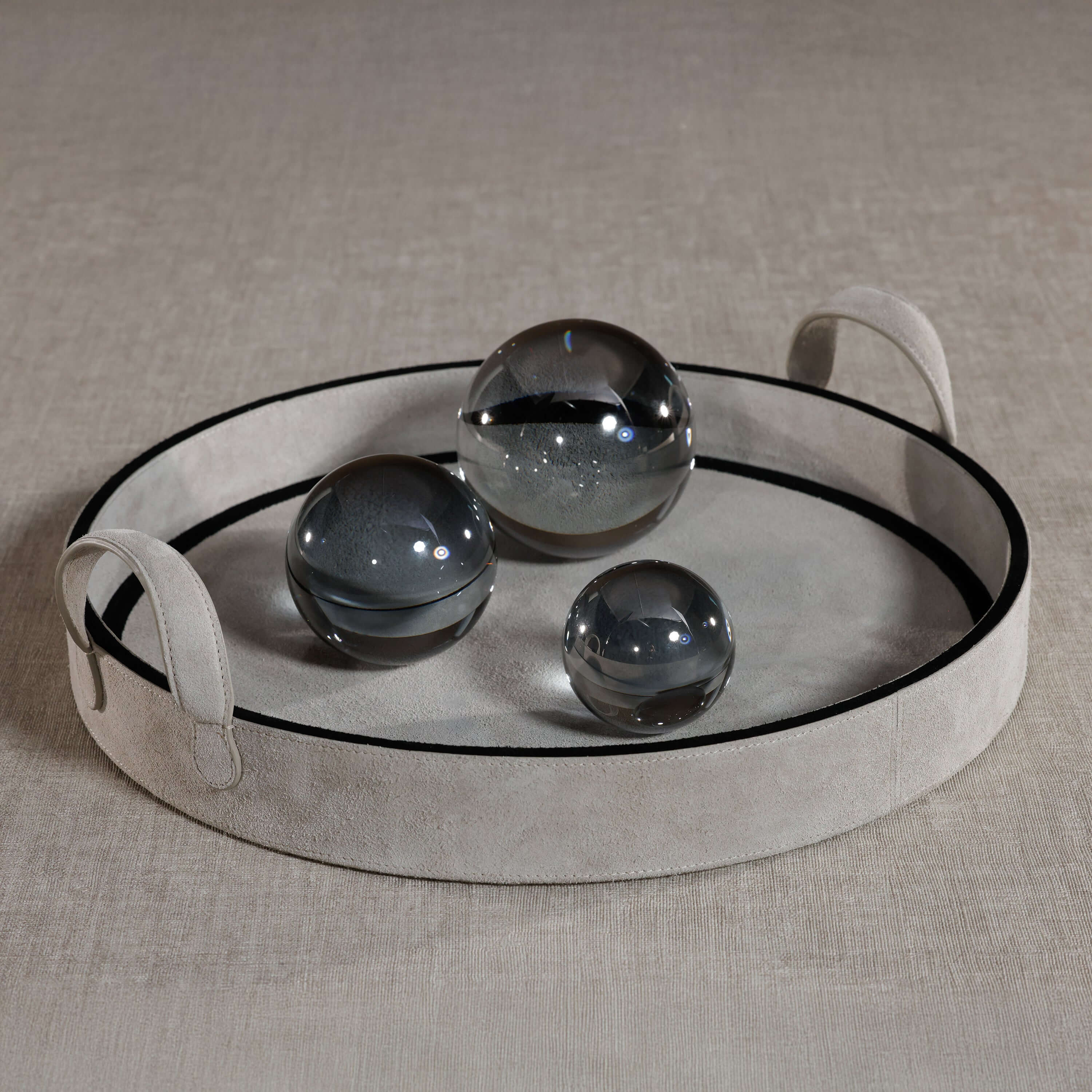 Arden Suede Leather Round Serving Tray - Decorative Trays by Carlyle Avenue