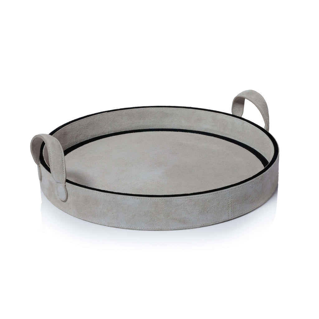 Arden Suede Leather Round Serving Tray - Decorative Trays by Carlyle Avenue