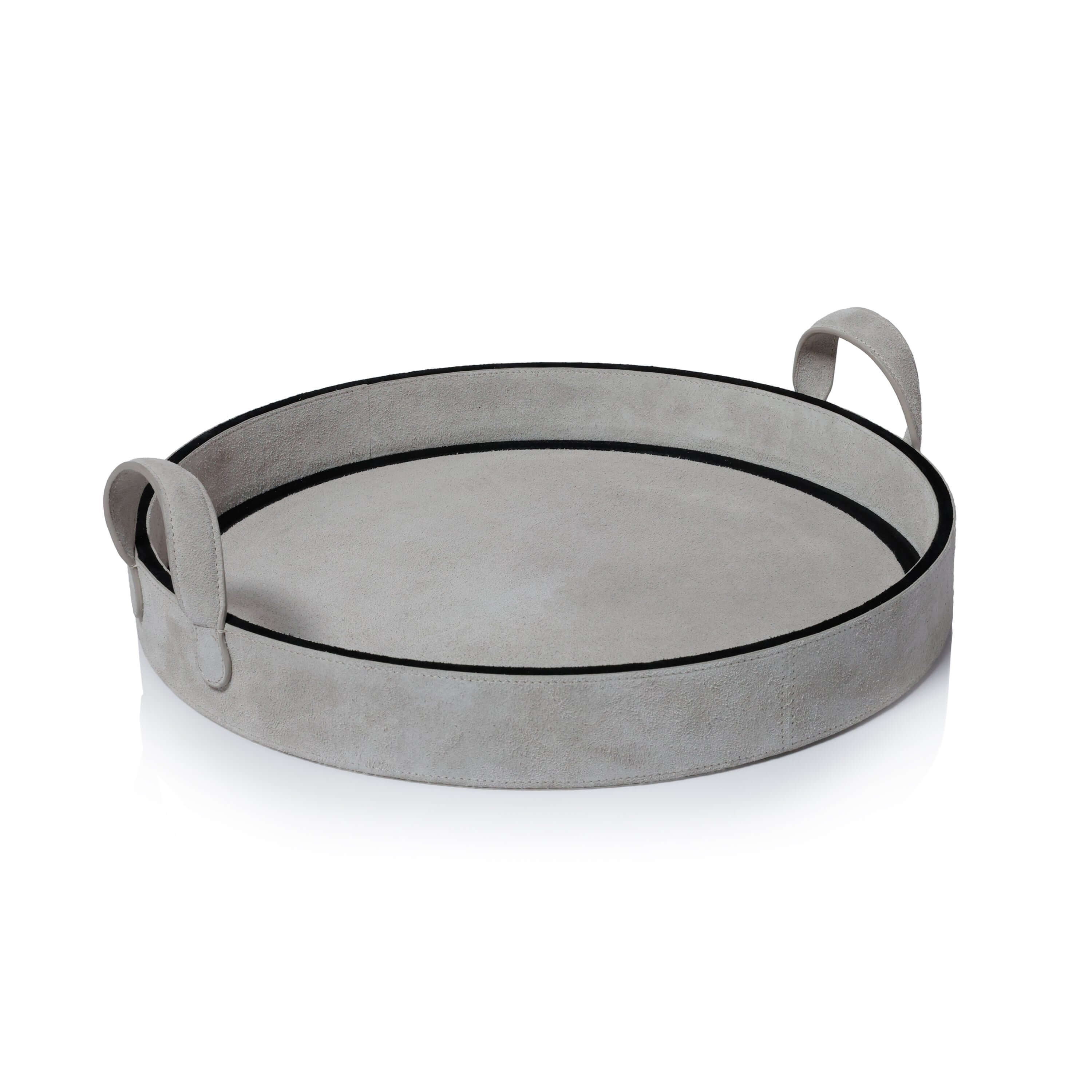 Arden Suede Leather Round Serving Tray - Decorative Trays by Carlyle Avenue