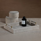 Arden Suede Leather Tray with Brass Handles