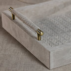Arden Suede Leather Tray with Brass Handles