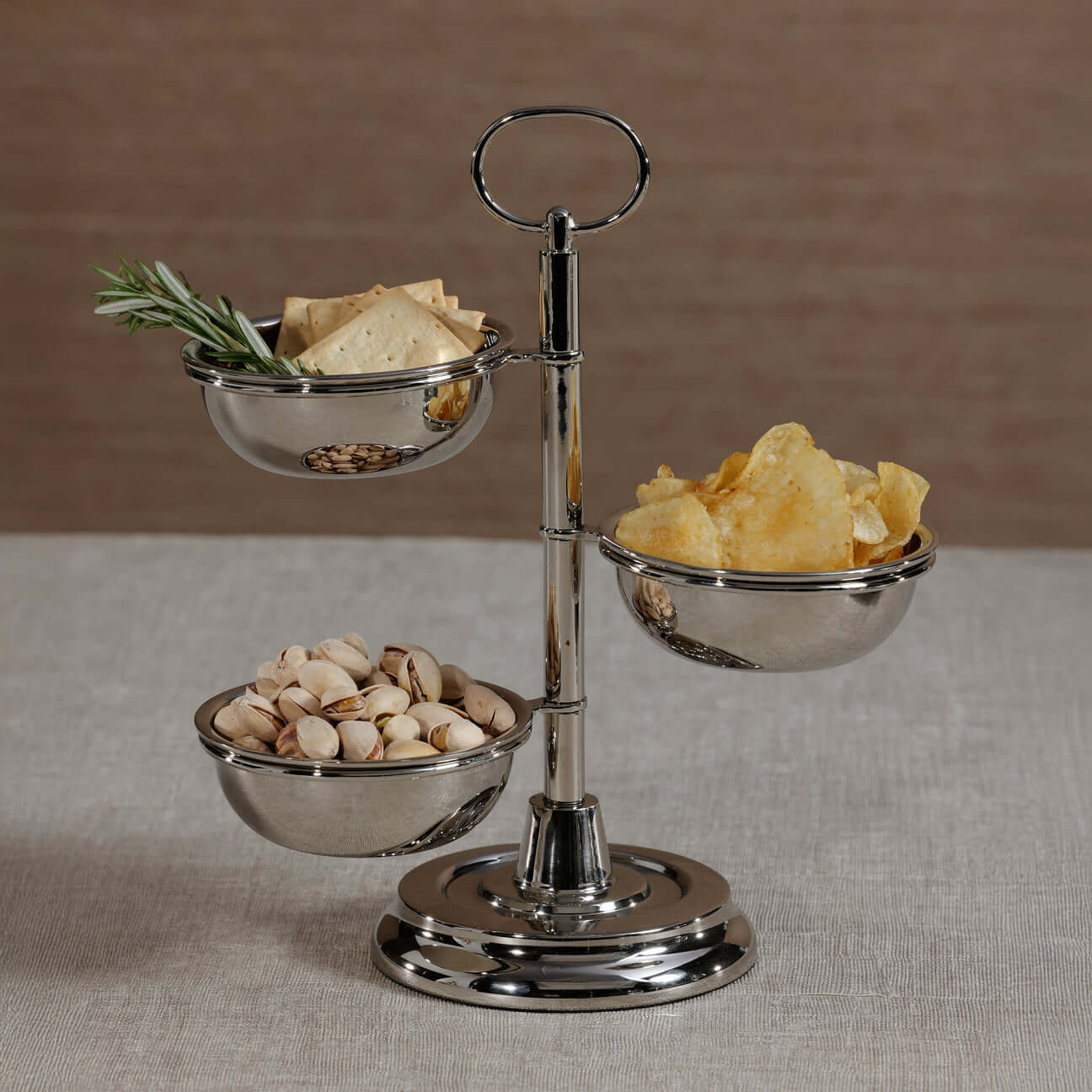 3 Tier Metal Condiment Set- Polished Nickel - CARLYLE AVENUE