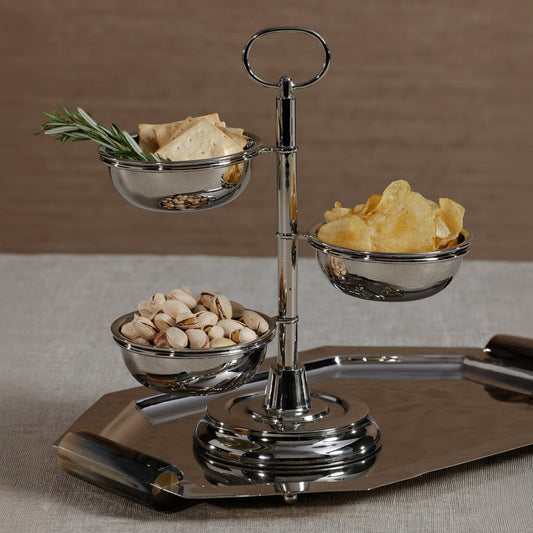 3-Tier Alloy Condiment Set - Polished Nickel