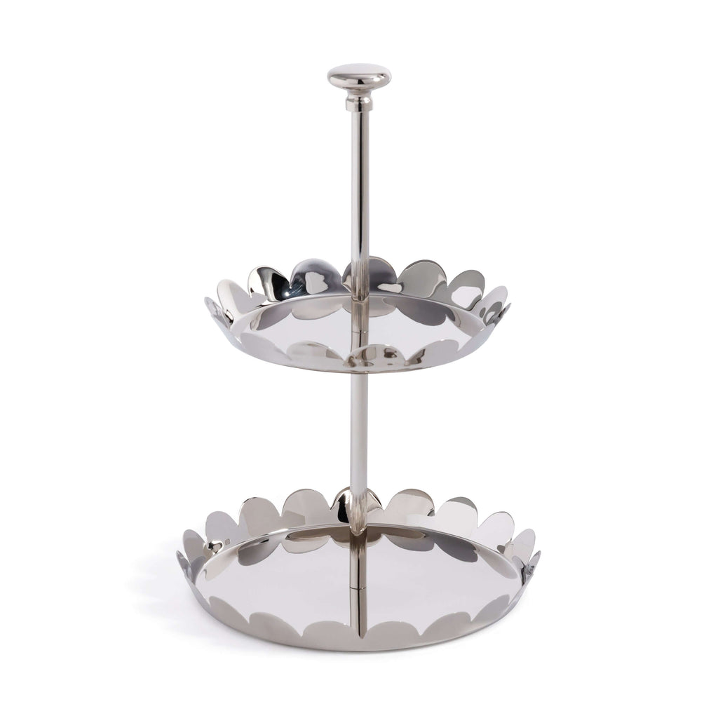 Scalloped Alloy Tray - 2-Tier - Polished Nickel - Serveware by Carlyle Avenue