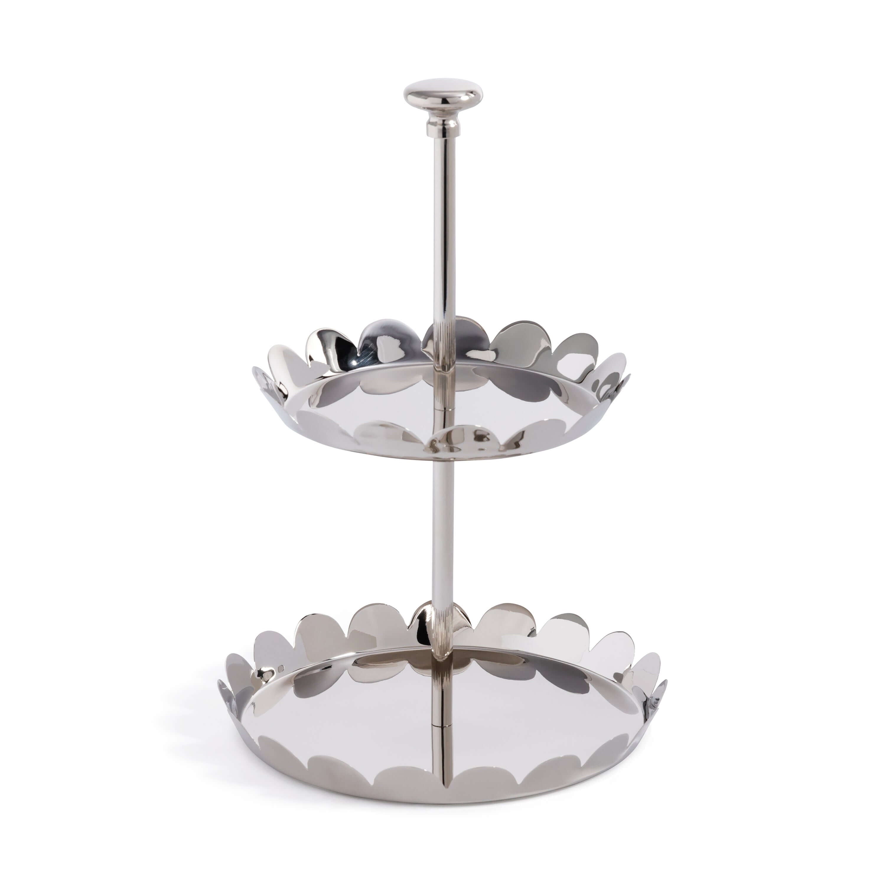 Scalloped Alloy Tray - 2-Tier - Polished Nickel - Serveware by Carlyle Avenue