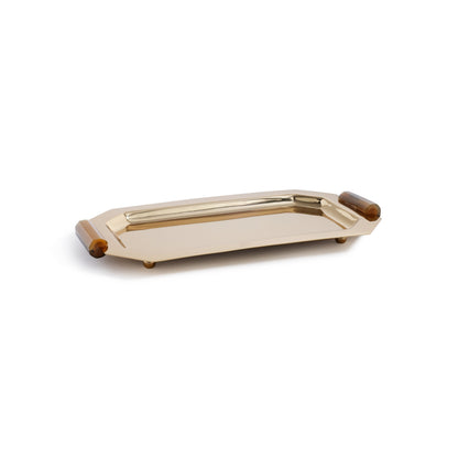 Octagon Alloy Tray with Horn Handles - Polished Gold