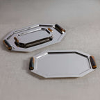 Octagon Alloy Tray with Horn Handles - Polished Nickel - Tray by Carlyle Avenue