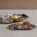 Octagon Alloy Tray with Horn Handles - Polished Nickel - Tray by Carlyle Avenue