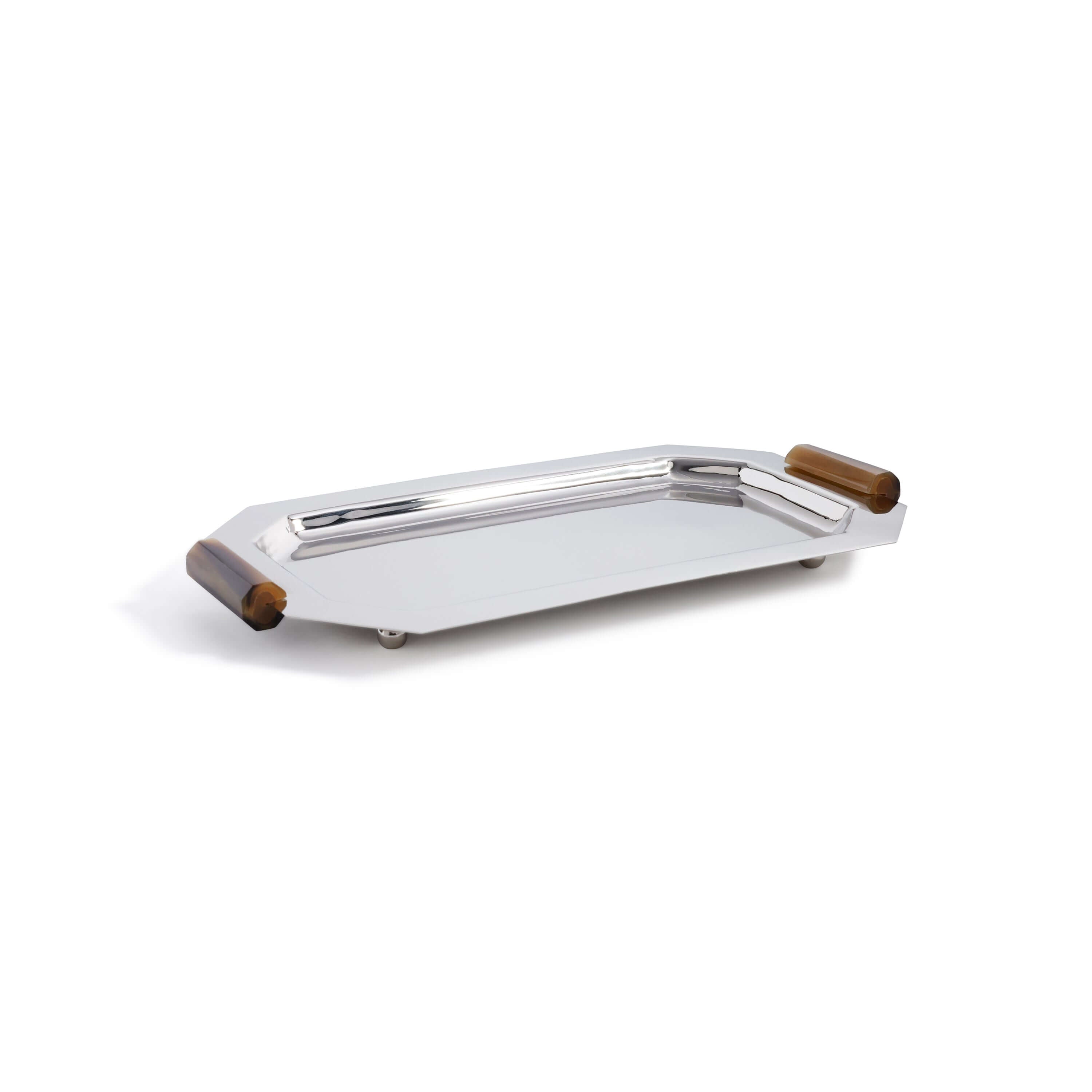 Octagon Alloy Tray with Horn Handles - Polished Nickel - Tray by Carlyle Avenue