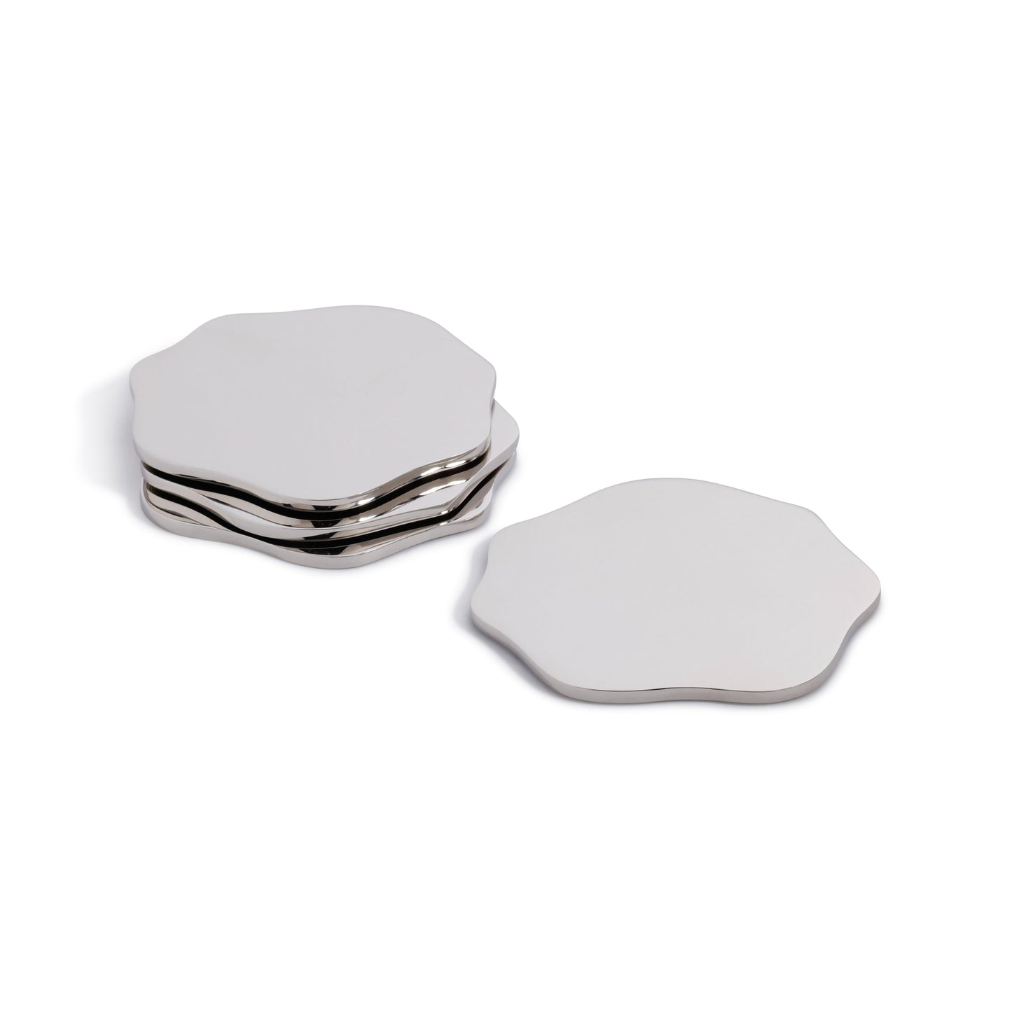 Lina Metal Coaster - Polished Nickel - Set of 4