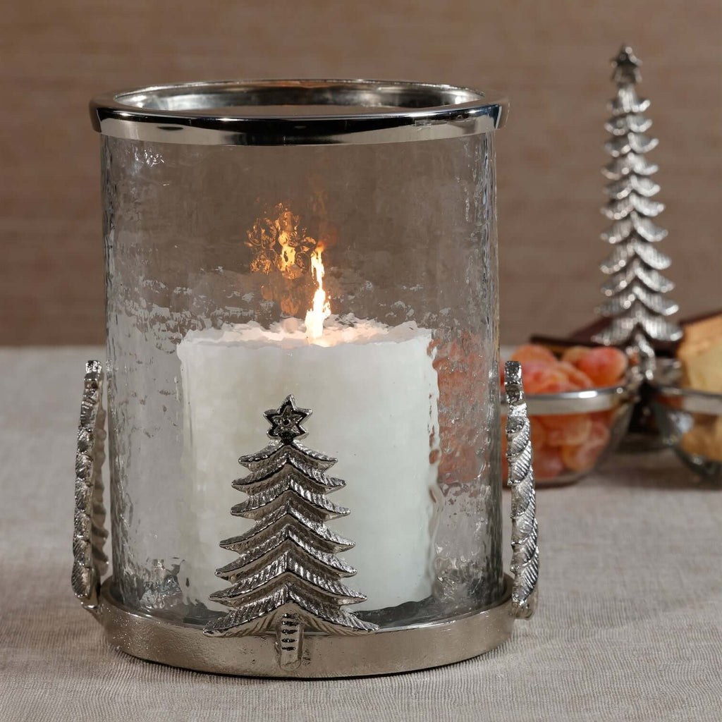 Forêt d’Hiver Glass and Metal Hurricane - Decorative Bowls by Carlyle Avenue