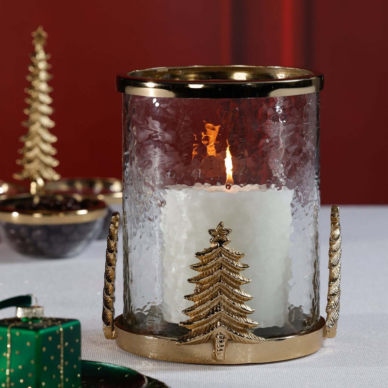 Forêt d’Hiver Glass and Metal Hurricane - Decorative Bowls by Carlyle Avenue