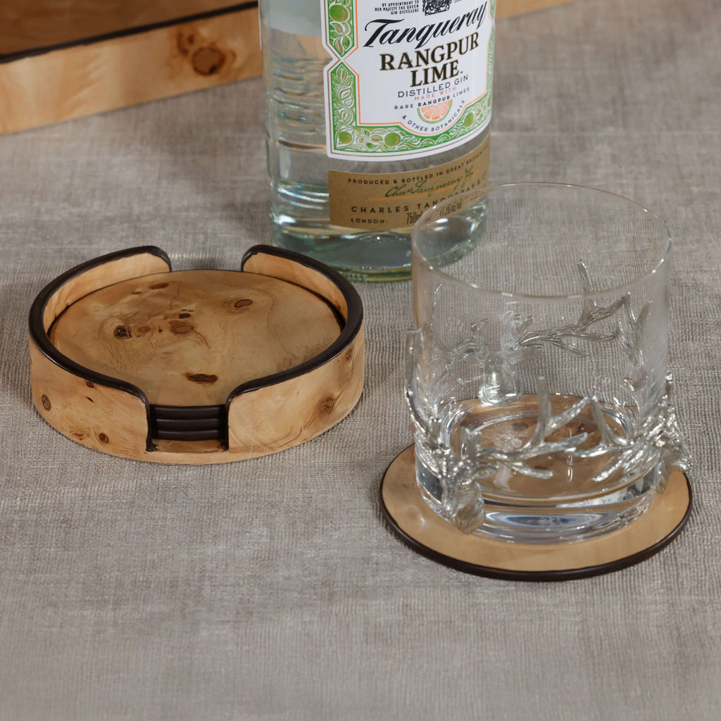 Valberg Burl Veneer Round Coaster Set - Coasters by Carlyle Avenue