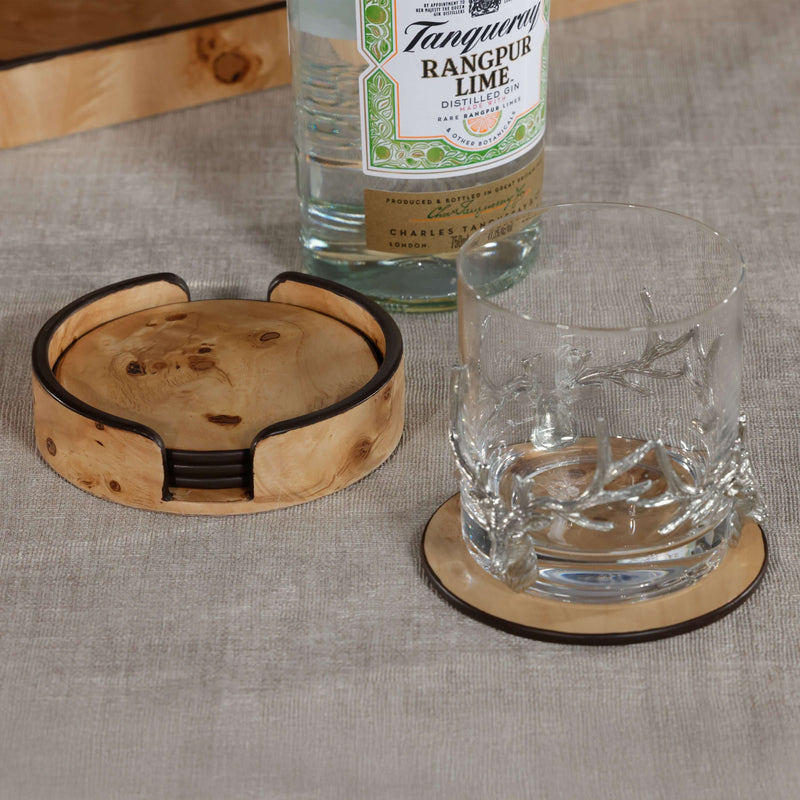 Valberg Burl Veneer Round Coaster Set - Coasters by Carlyle Avenue