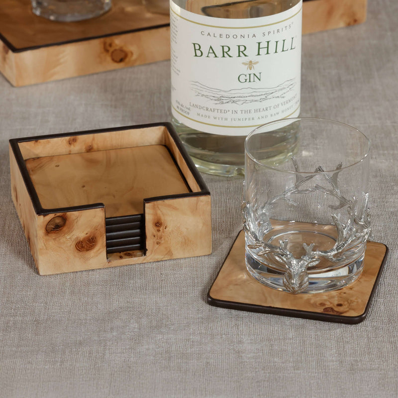 Valberg Burl Veneer Square Coaster Set