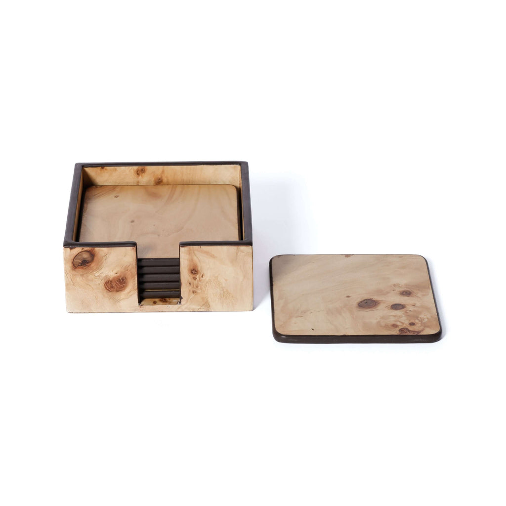 Valberg Burl Veneer Square Coaster Set