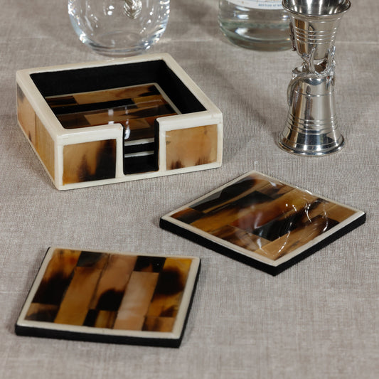 Maison Helvète Horn and Bone Coaster Set of 4
