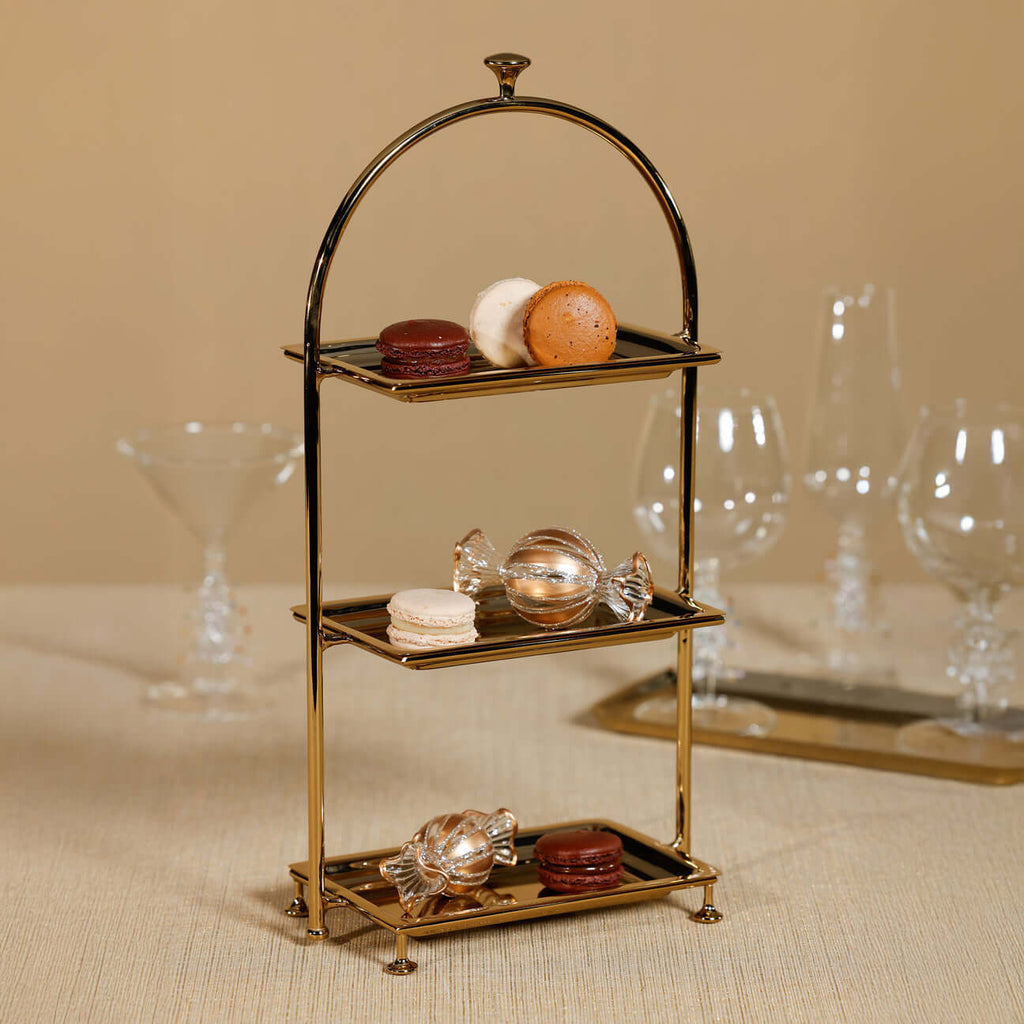 High Tea 3-Tier Stand - Polished Gold - Trays by Carlyle Avenue