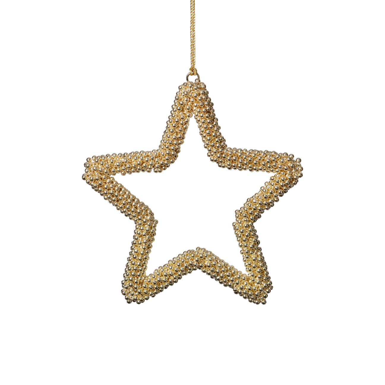 Gold star-shaped ornament on a white background