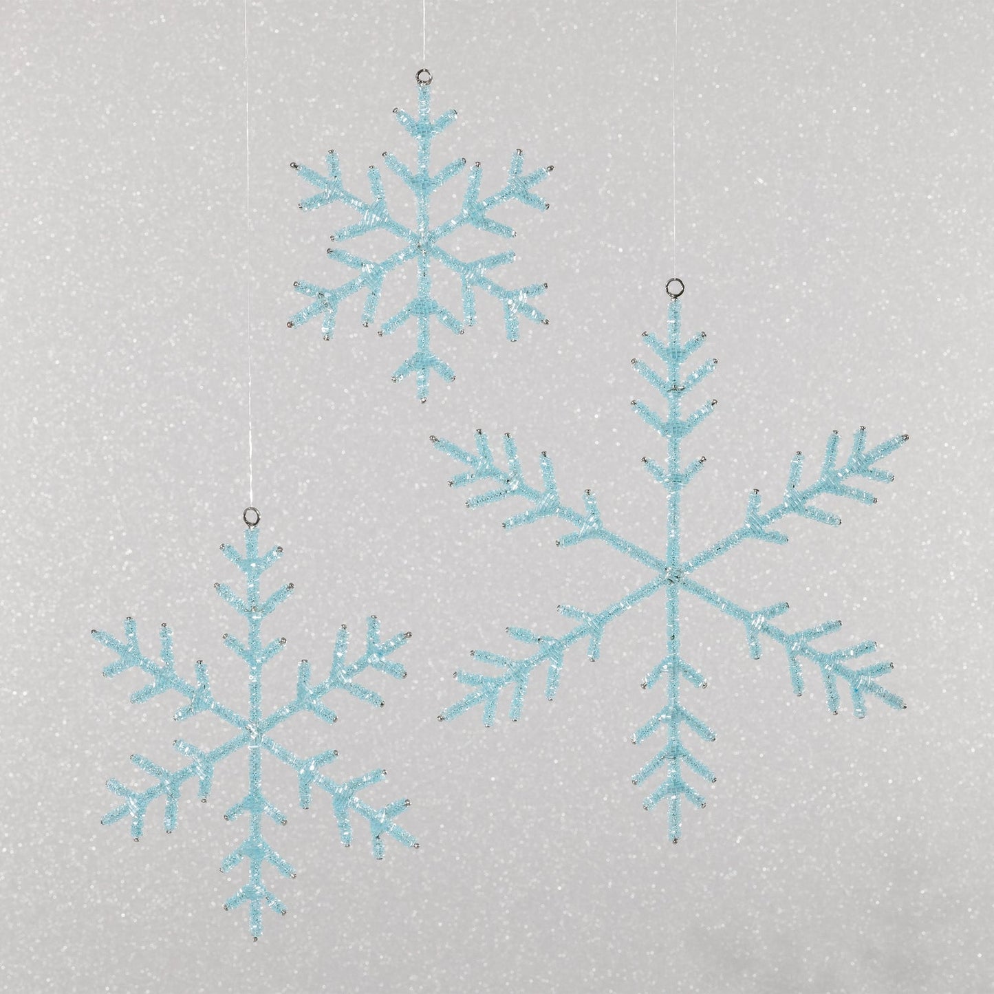 Beaded Snowflake Ornament - Blue