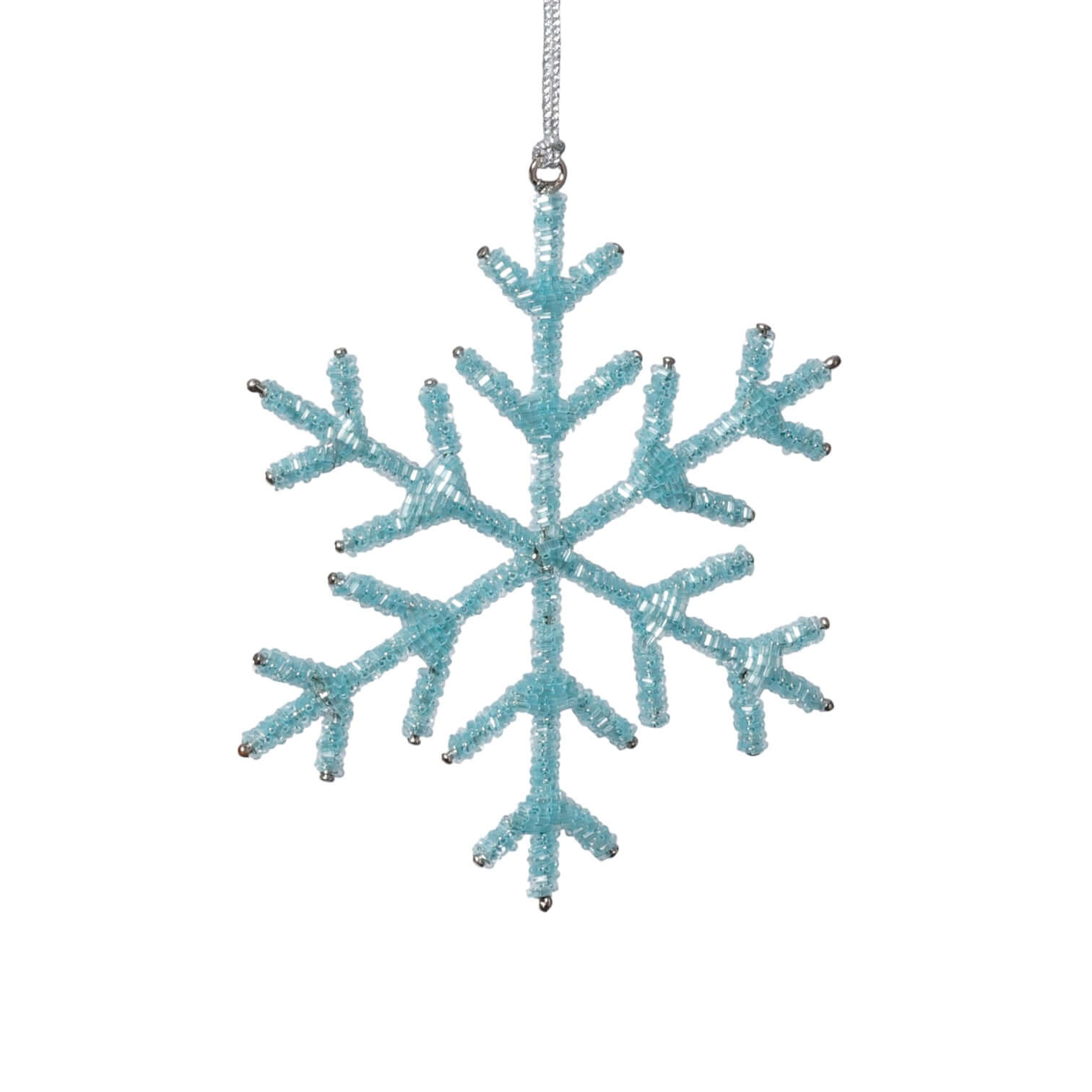 Blue Beaded Snowflake Ornament