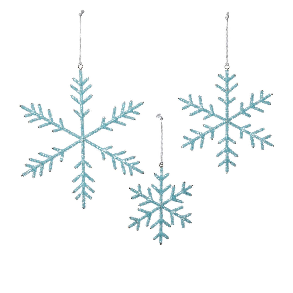 Blue Beaded Snowflake Ornament