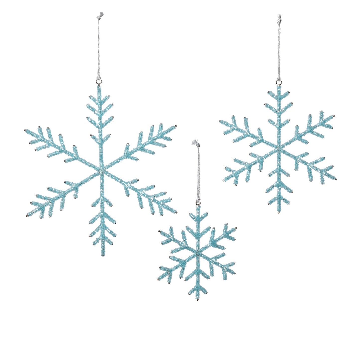 Beaded Snowflake Ornament - Blue