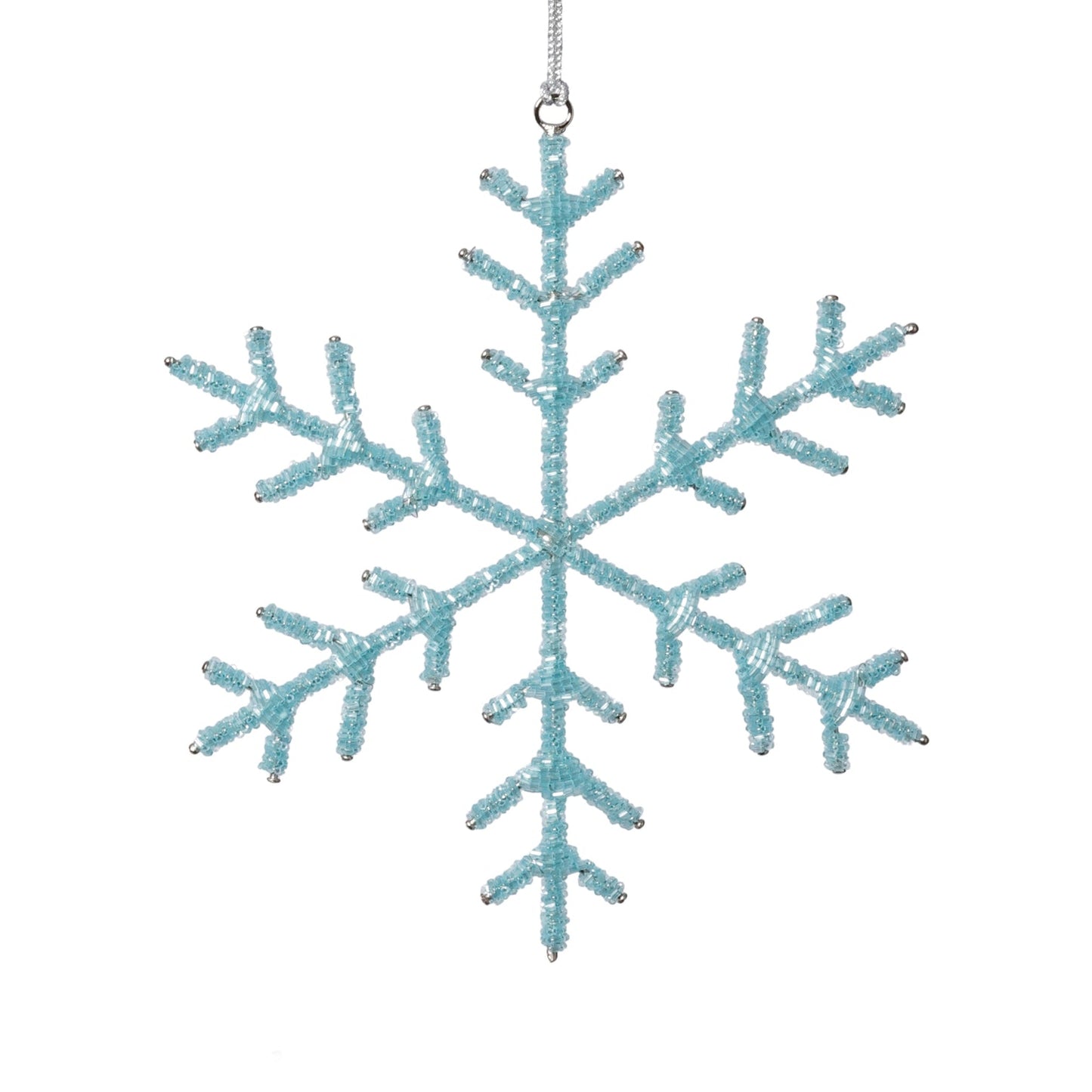 Beaded Snowflake Ornament - Blue