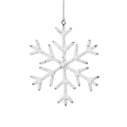 Beaded Snowflake Ornament-White, 8" - CARLYLE AVENUE