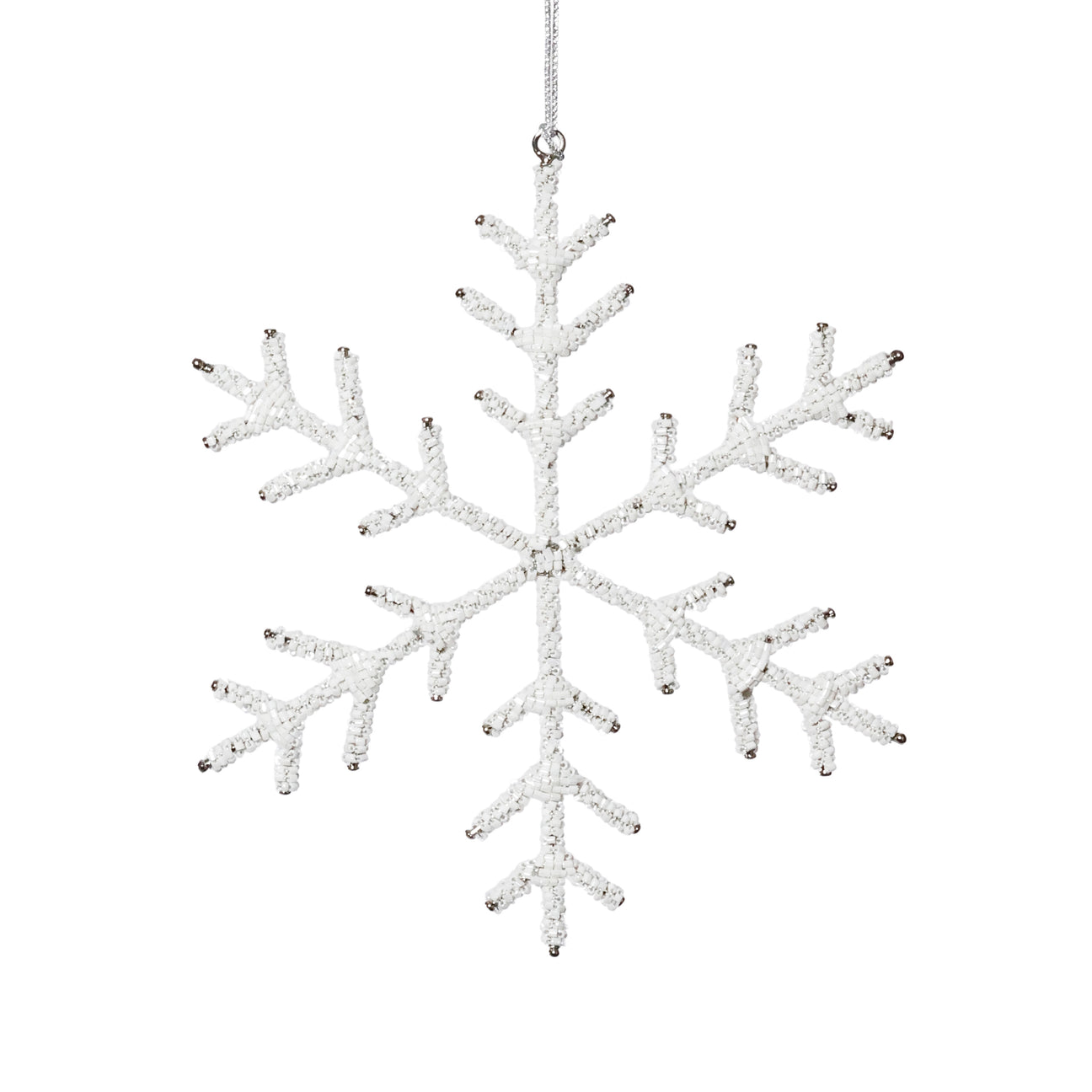 Beaded Snowflake Ornament - White