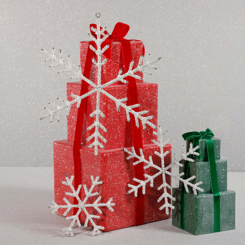 Beaded Snowflake Ornament-White, 8" - CARLYLE AVENUE