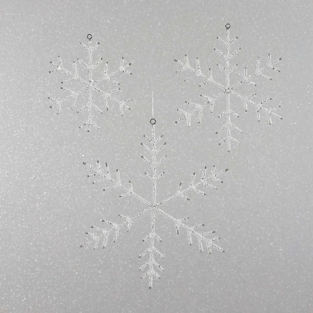 Beaded Snowflake Ornament-White, 8" - CARLYLE AVENUE