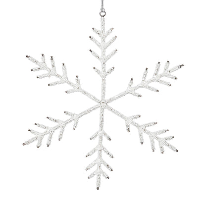 Beaded Snowflake Ornament-White, 8" - CARLYLE AVENUE