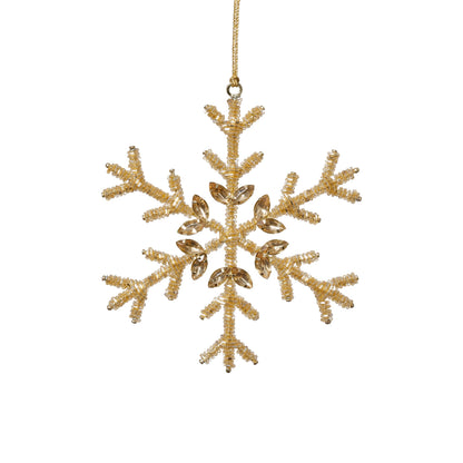 Golden Beaded Snowflake Ornament, 6" - CARLYLE AVENUE